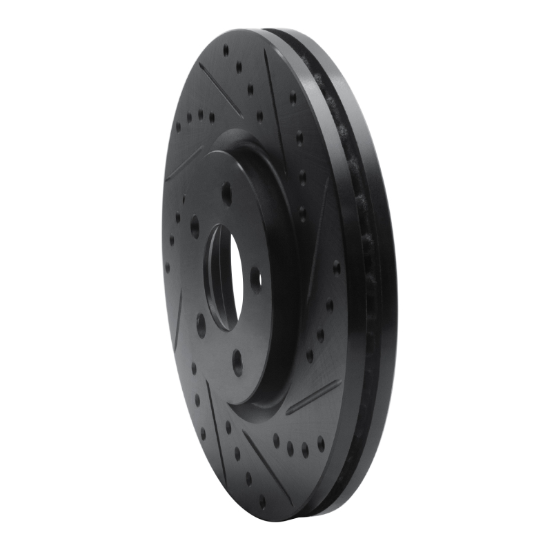 Chrysler PT Cruiser Brake Rotor (1) - Front Right - R1 Concepts - Drilled & Slotted - Black - `03-`09